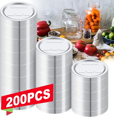 Vista 9 de 100 piezas de tapas de enlatado de boca regular, tapas de albañil de 2.76 pulgadas de boca regular, tarro de bola con tapas con sello hermético a