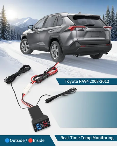 Vista 5 de Termómetro de Temperatura de Coche de Pantalla Dual Interna y Externa Compatible con Toyota Sequoia Tundra Tacoma 4Runner RAV4 Corolla, etc.