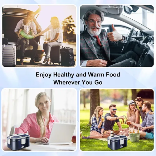 Vista 6 de Fiambrera eléctrica de calentamiento rápido de 80 W para hombres, regalo - Calentador de alimentos portátil de gran capacidad de 1.8L para adultos