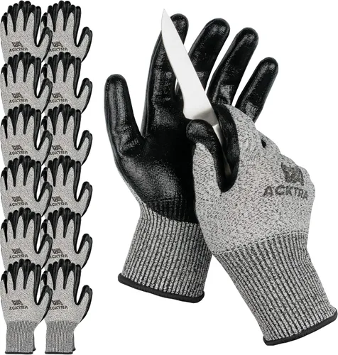 Vista 13 de Guantes de trabajo de seguridad resistentes a cortes de nivel 5 ACKTRA, 12 pares