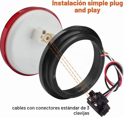 Vista 5 de 4 piezas de luces traseras LED redondas de 4 pulgadas para remolque, rojas, 24 LED, impermeables, luces traseras LED redondas de 4 pulgadas