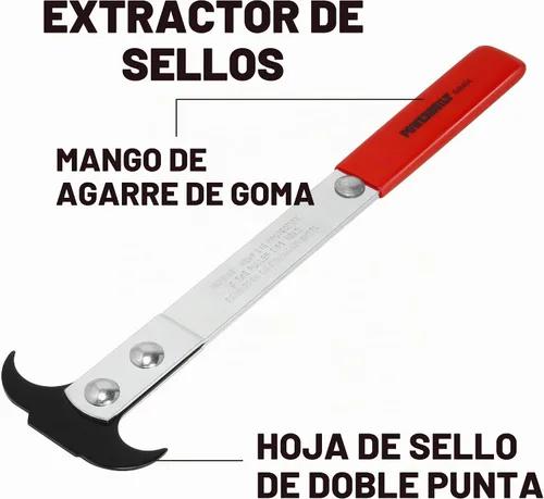 Vista 2 de Powerbuilt Extractor de sellos, herramienta resistente para extracción de sellos, fácil agarre, automoción, mecánica y aplicación de bricolaje, rojo