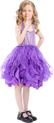 Vista 9 de Vestido tutú para niñas, vestido de tul con lentejuelas, vestido de princesa para niñas pequeñas, disfraz de fiesta de cumpleaños brillante