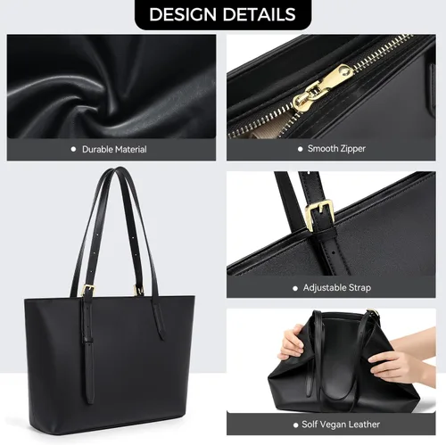 Vista 6 de Peacocktion Bolso de mano para mujer, de piel sintética suave, bolso de mano para mujer, trabajo, diario, oficina, viajes