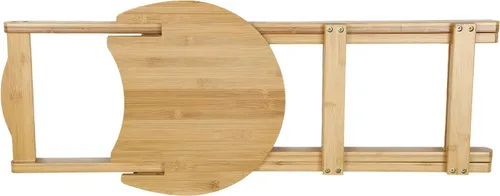 Vista 4 de Taburete de bar plegable de bambú con respaldo y reposapiés, sillas de bar portátiles para el hogar, isla de cocina, desayuno, sin montaje