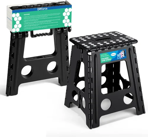 Vista 12 de Dyforce Taburete plegable de 9 pulgadas para niños y adultos, taburete de pie plegable y ligero para niños pequeños, cocina, baño, capacidad de 300