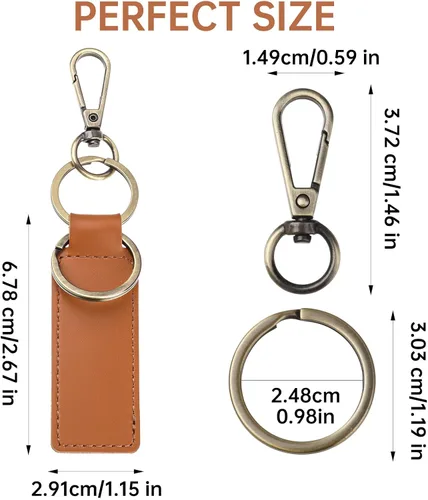 Vista 2 de Abeillo 2PCS Leather Keychain, Car Key Chain, Key Fob Keychain for Men Women