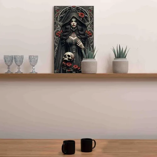Vista 2 de Tucocoo Pintura de bruja por números para adultos y niños, rosas rojas, pintura en lienzo por números, pintura acrílica, manualidades, decoración