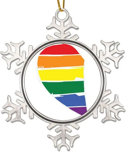 Vista 15 de Regalos de recuerdo de Navidad gay, copo de nieve de metal, decoración para árbol de Navidad, dinosaurio LGBTQ, adornos para árbol de Navidad