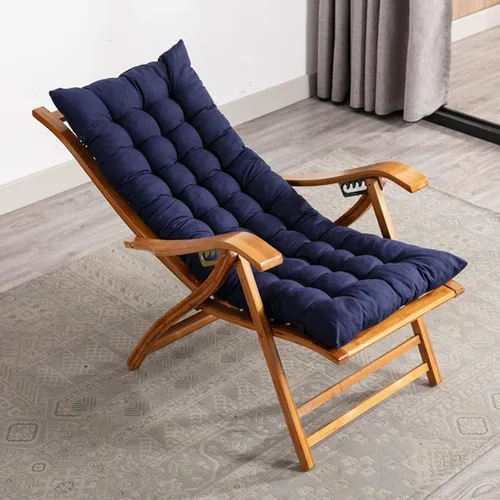 Vista 2 de Silla reclinable plegable, tumbona ajustable de 5 posiciones, silla reclinable de madera para jardín/patio/balcón, (azul)