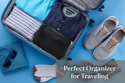 Vista 4 de Organizador de cables: bolsa trasera elegante y resistente a la intemperie para cables, cargadores y accesorios electrónicos.
