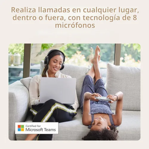 Vista 4 de Auriculares inalámbricos Jabra Evolve2 75 para PC con tecnología de 8 micrófonos - Auriculares estéreo de espuma dual con cancelación activa