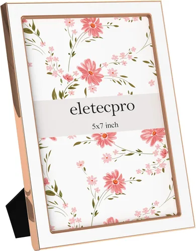 Vista 57 de eletecpro 4x6 Enamel Picture Frame with Real Glass Cover, Pink, 1-Pack Rosa con oro