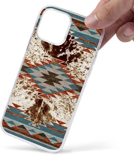 Vista 2 de Compatible con iPhone 15, funda protectora de piel de vaca retro occidental con estampado de animales de granja, vaquera howdy, boho, vaquero, país