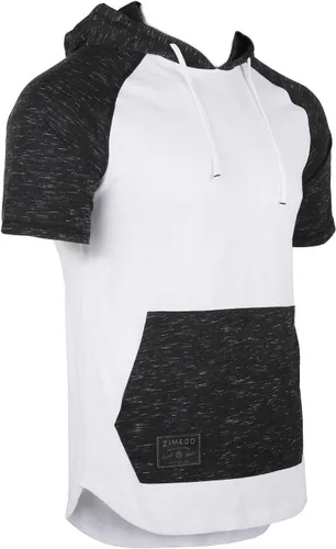 Vista 2 de ZIMEGO Sudadera con capucha de manga corta para hombre, sudadera con capucha de bloque