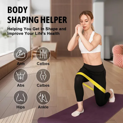 Vista 4 de Juego de bandas de resistencia para ejercicio, 6 niveles de bandas de entrenamiento con correas de yoga para entrenamiento de fuerza, deportes