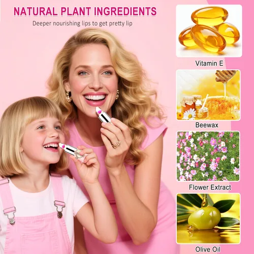 Vista 8 de Paquete de 6 lápices labiales de gelatina de flores de cristal, bálsamo labial nutritivo de larga duración, hidratante mágico que cambia