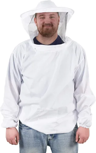 Vista 10 de VIVO - Traje profesional de apicultura blanco mediano. Chaqueta, bata con velo BEE-V105M