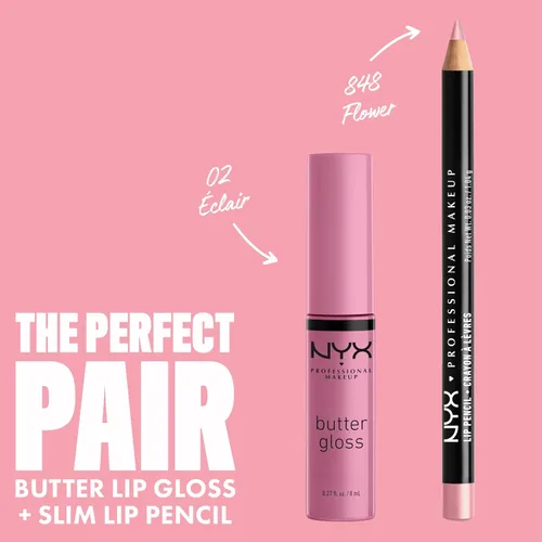 Vista 4 de NYX MAQUILLAJE PROFESIONAL Brillo de mantequilla, brillo de labios no pegajoso, - Eclair (rosa)