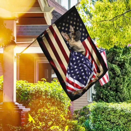 Vista 8 de Bandera Americana - Divertido Perro Pastor Alemán Bandera Americana TQN2748F, 3x5 pies. Bandera - Banderas de EE. UU. Poliéster Premium - Bandera