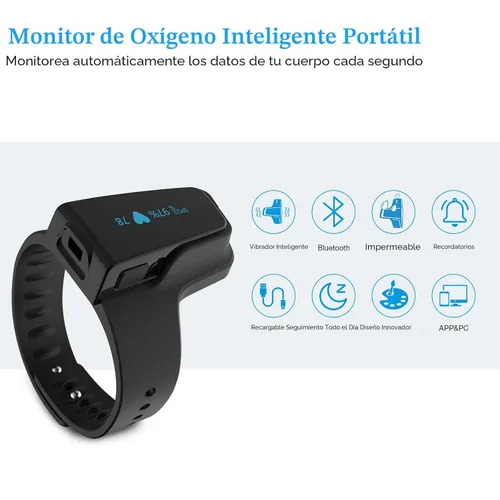 Vista 2 de Wellue Oxímetro de pulso O2 con recordatorio inteligente Monitor de saturación de oxígeno en sangre para SpO2 y seguimiento de frecuencia cardíaca