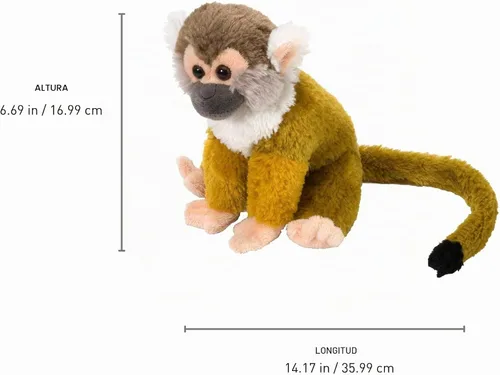 Vista 3 de Wild Republic Peluche de mono ardilla, animal de peluche, regalo para niños, de 8 pulgadas