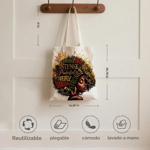 Vista 4 de Bolsa de lona estética para mujer, con cierre magnético a presión y bolsillo interior con cremallera, bolsa reutilizable