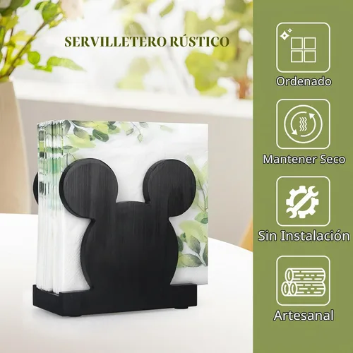 Vista 6 de Servilletero de madera negro para cocina, baño, accesorios de decoración de escritorio lindos Wood Napkins Holder for Table Party Office Cocktail