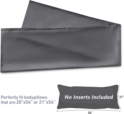 Vista 3 de Leeden - Funda de almohada de algodón para el cuerpo de 800 hilos, ultrasuave y transpirable para adultos, cierre de sobre, 21 x 54 pulgadas