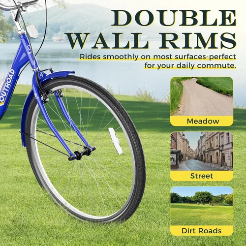 Vista 8 de Betterland Triciclo para adultos de 24/26 pulgadas, triciclo cómodo con canasta grande, bicicleta de crucero estable de 3 ruedas para compras