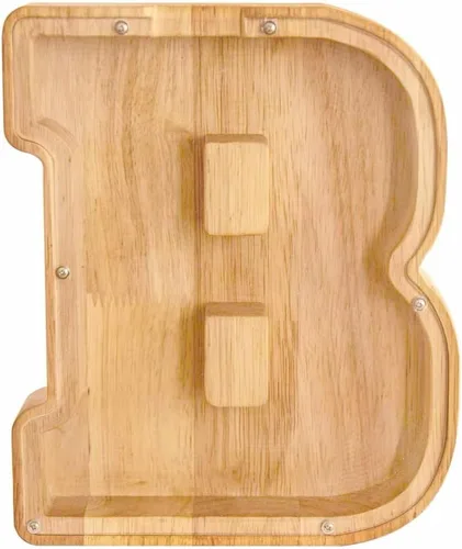 Vista 7 de Alcancía de 26 letras del alfabeto inglés A-Z, alcancía de madera transparente de gran capacidad, caja de ahorro de monedas personalizada