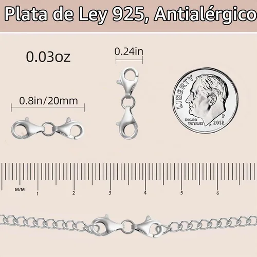 Vista 2 de OHINGLT Cierres de Pinza de Langosta Dobles 925 Plata de Ley Extensor de Collar, Diseño de Doble Extremo, Cierres y Broches para Collar, Conector 2
