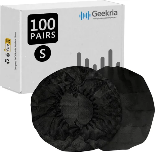 Vista 9 de Geekria 100 pares de fundas desechables para auriculares pequeños de centro de llamadas, fundas de almohadillas sanitarias elásticas, protector