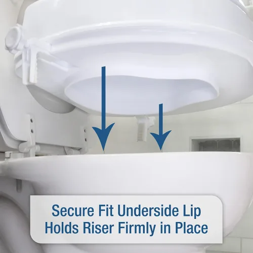 Vista 9 de HealthSmart Elevador de asiento de inodoro elevado con bloqueo para personas mayores, elevación de 4 pulgadas con tapa, se adapta a inodoros
