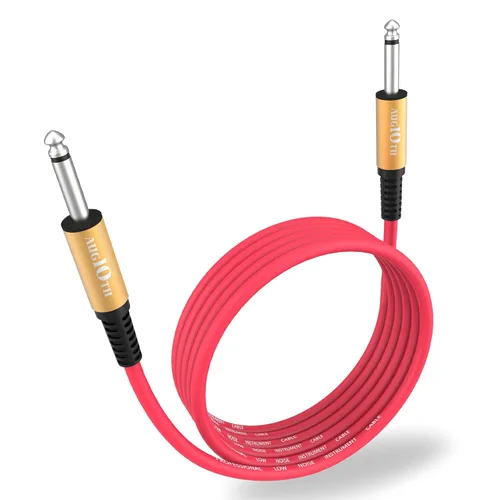 Vista 10 de Cable de guitarra de 3 pies, paquete de 4 colores recto a recto Etapa instrumento eléctrico bajo cable AMP cable 1/4 TS mono enchufe, flexible