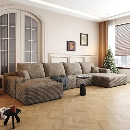 Vista 34 de Sofás seccionales de 105" para sala de estar, sofá cloud con forma de L tapizado, sofás modulares sin estructura rígida, sofá seccional moderno