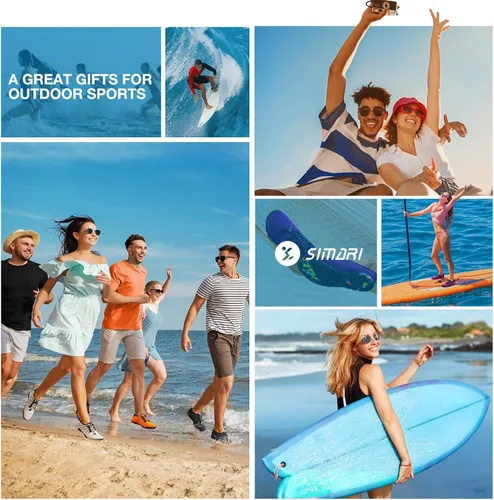 Vista 6 de Simari Zapatos de agua para mujer, hombre, natación, playa, piscina, deportes acuáticos, secado rápido, estilo descalzo, buceo, surf y caminar