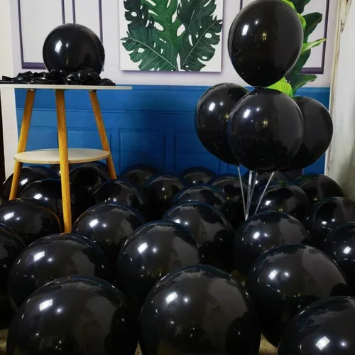 Vista 2 de Globos de helio de látex negro de 12 pulgadas para decoraciones de fiestas, paquete de 50