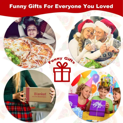 Vista 7 de Manta redonda de tortilla para adultos, manta grande de franela suave y cómoda con diseño de queso y pizza, manta para niños, artículos extraños