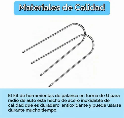 Vista 4 de Kit de herramientas de extracción de radio de coche automotriz, 2 piezas, en forma de U, para desmontaje de la mayoría de convertidores