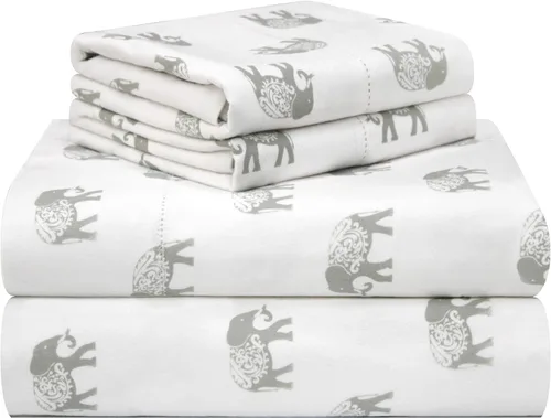 Vista 12 de Juego de sábanas Pointehaven, con estampado, de franela 100% algodón, con tacto aterciopelado de 180 g/m², tamaño individual, con diseño de Conejitos