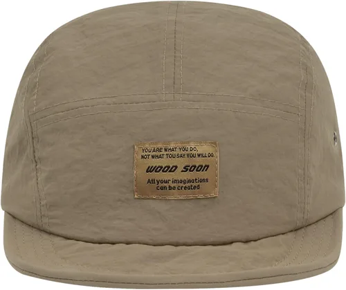 Vista 2 de CLAPE Gorra de béisbol de 5 paneles de camionero corto retro, gorra de béisbol informal con ala plana, gorra de árbitro para papá, gorra de sol