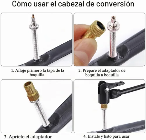 Vista 4 de 10 piezas Presta núcleo de válvula con 3 piezas de adaptador de válvula Presta a Schrader, válvula sin cámara, núcleo de repuesto de bicicleta