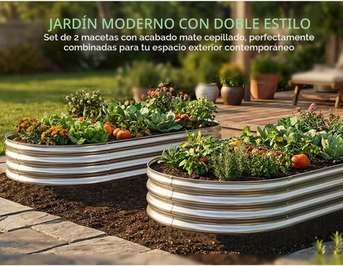 Vista 3 de AHEONLAR Paquete de 2 macetas de jardín elevadas galvanizadas de 4 x 2 x 1 pies, caja ovalada grande de metal, resistente y duradera, cajas