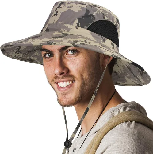 Vista 15 de SUN CUBE Sombrero de ala ancha para hombres y mujeres, sombreros de pesca, protección solar UV, sombrero de pescador, sombrero de pescador