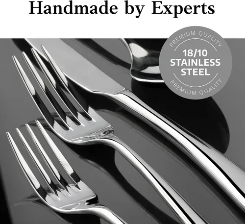 Vista 9 de Artaste Rain II - Tenedor de ensalada de acero inoxidable 18/10 forjado, 7 pulgadas, plateado, juego de 12