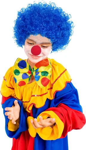 Vista 4 de jiebor Disfraz de payaso para peluca, accesorios de nariz, pajarita, guantes blancos para fiestas, carnavales, juegos de simulación, hombres