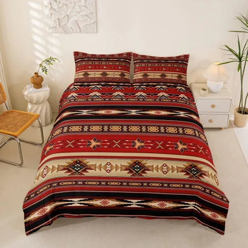 Vista 55 de Erosebridal Juego de funda de edredón estilo bohemio occidental tamaño individual, diseño de vaca atrapasueños del suroeste, juego de ropa de cama