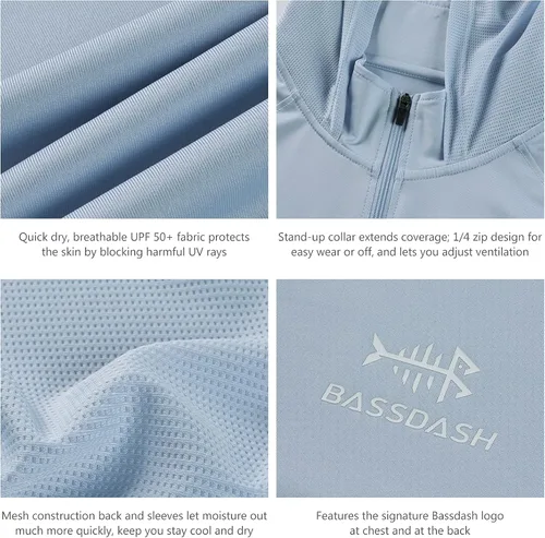 Vista 4 de BASSDASH Sudadera con capucha UPF 50+ de manga larga para mujer