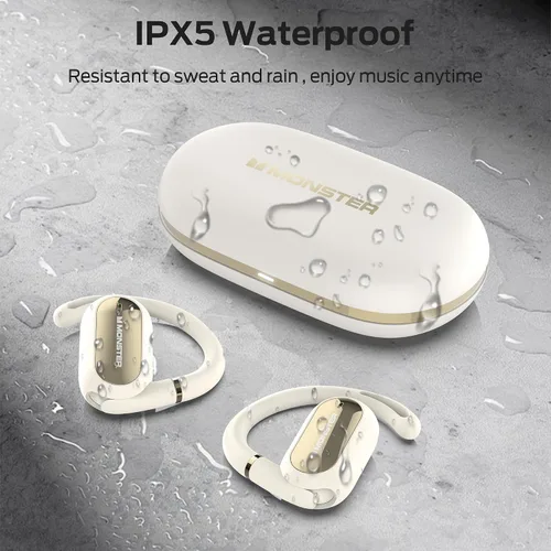 Vista 4 de Monster Open Ear AC322, auriculares Bluetooth 5.4, vida útil de batería de 36H, IPX5 resistente al agua, comunicación clara, diseño ergonómico